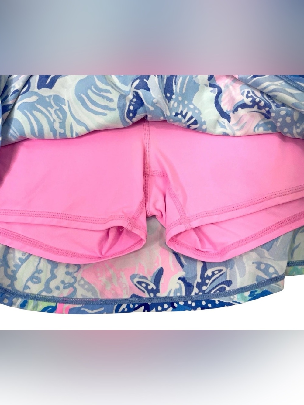 Lilly Pulitzer Adlai Luxletic Shade Seekers Beach Floral Tiered Mini Skort Large - Picture 3 of 8